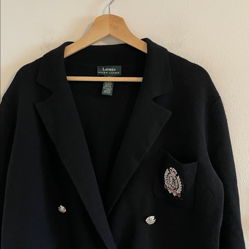 Lauren Ralph Lauren Crest Sweater Blazer Women’s Medium Academia Merino Wool - Picture 3 of 8